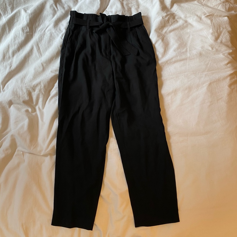 Black High-Rise Paperbag Pants From H&M